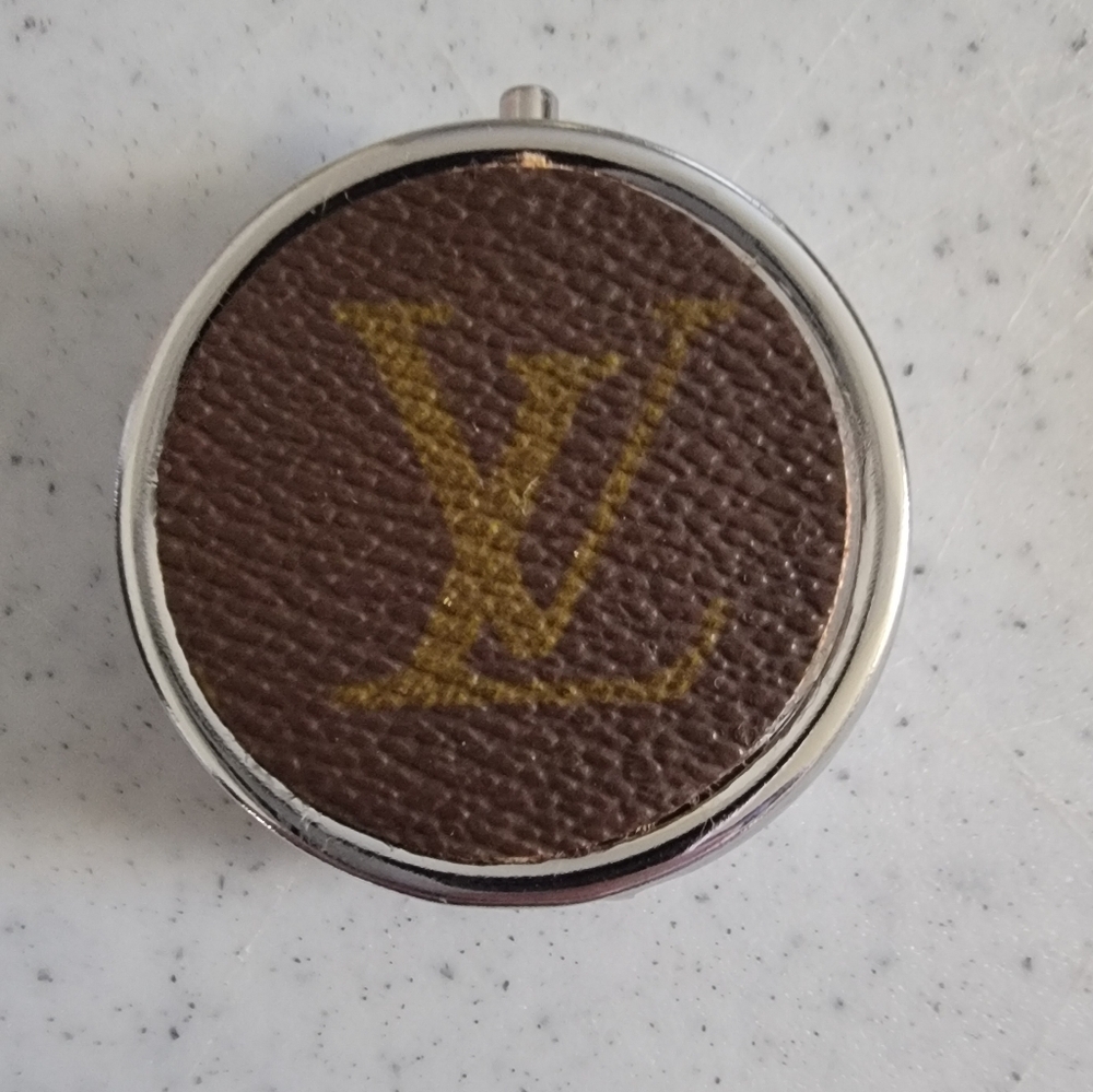 Hand Crafted Silver Tone Vitamin Pill Compact Holder